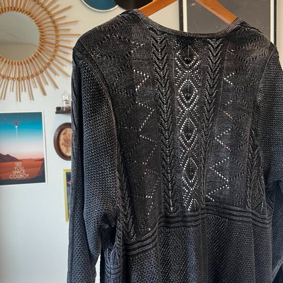 TORRID Dark Grey Washed Black Cotton Knit Long Cardigan - Size 4 - Picture 5 of 8